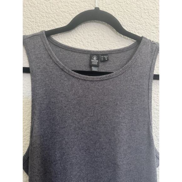 NWT VOLCOM Womens XL Gray Tank Knit Ribbed Dress Backless Bodycon Dress #5782 - Picture 4 of 15